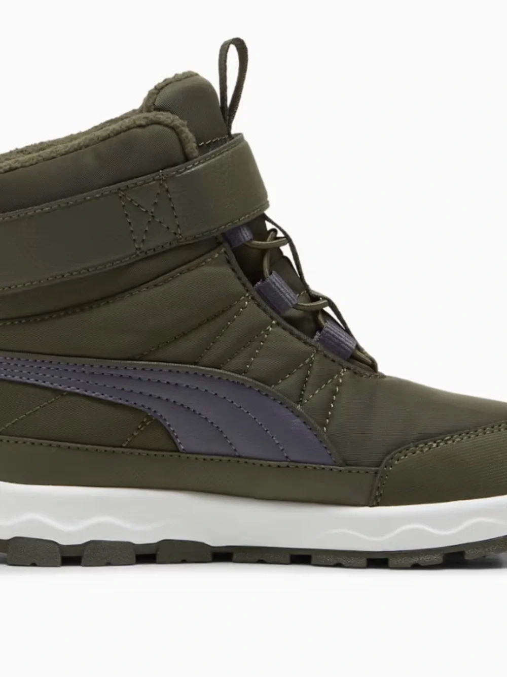 Puma Kids Olive Green High-Top Boots with Gray Accent